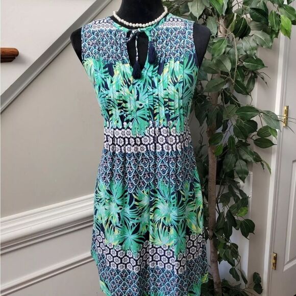 Old Navy Womens Multicolor Round Neck Sleeveless Drawstring Knee Length Dress S - Picture 1 of 10